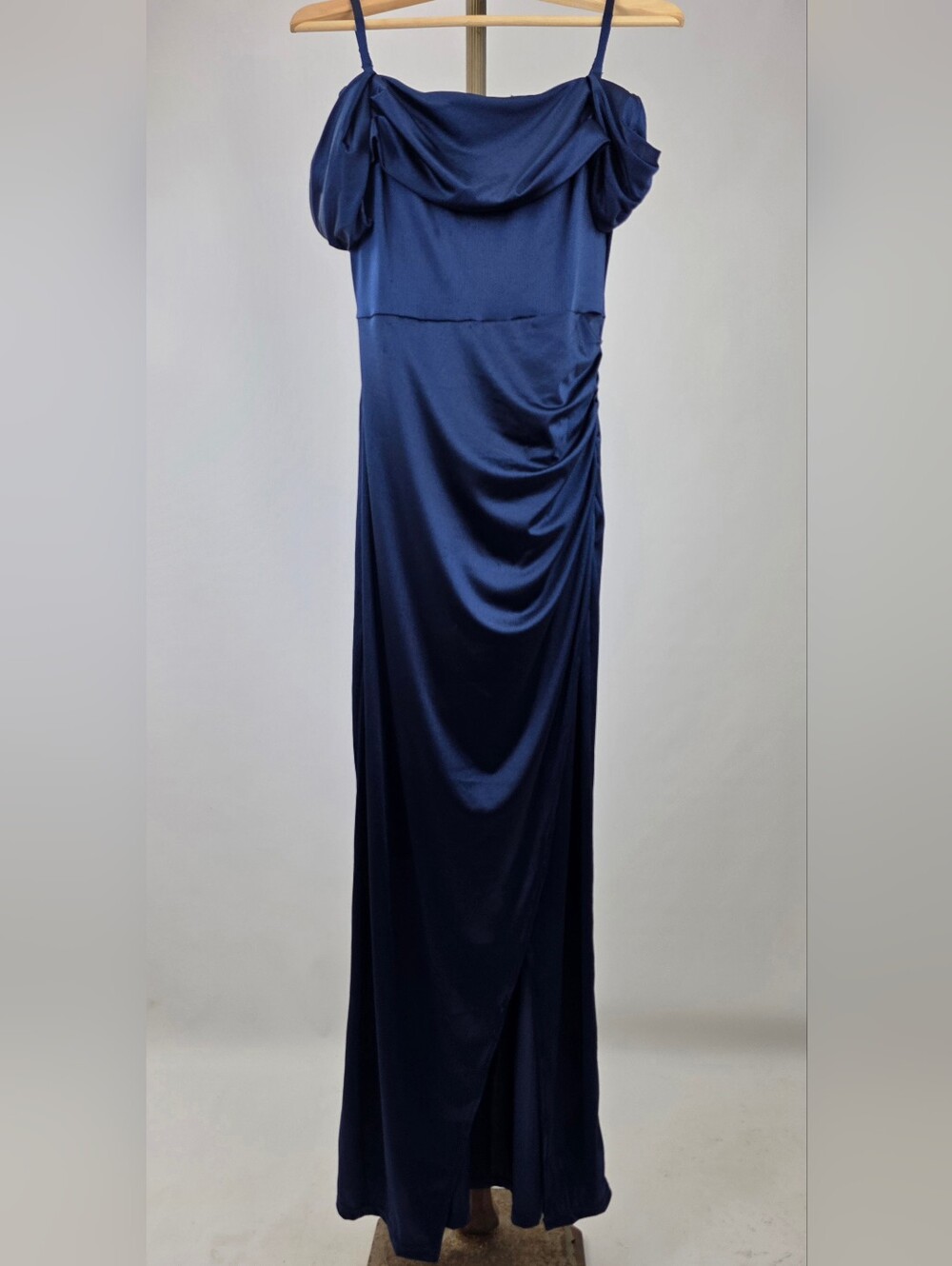 Popilush Women's Navy Shimmer Off The Shoulder 8 In 1 Shapewear Maxi Dress Large - Picture 8 of 16